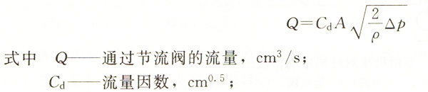 節流閥的流量公式